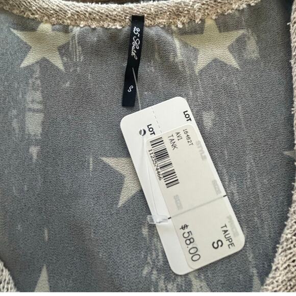 Vocal Apparel American Flag Red White Blue Stars Stripes Taupe Tank Top Womens S - Picture 6 of 7